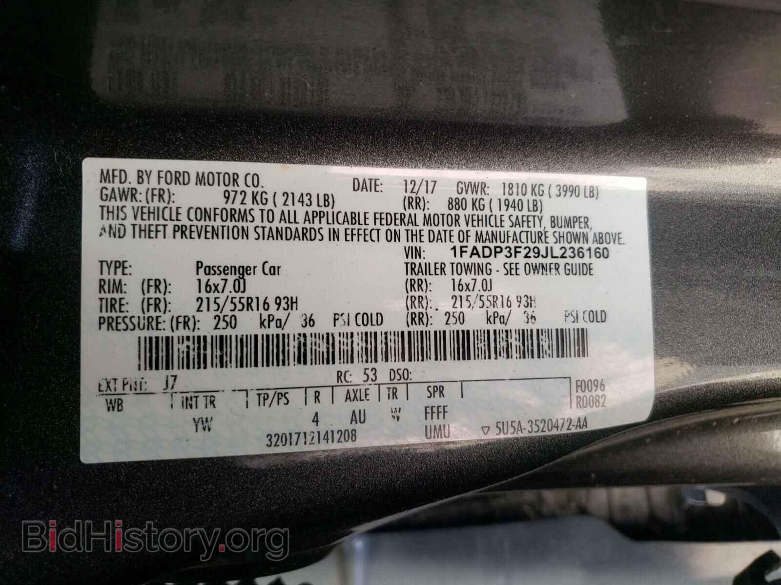 2018 FORD FOCUS - VIN: 1FADP3F29JL236160 - Фото 10
