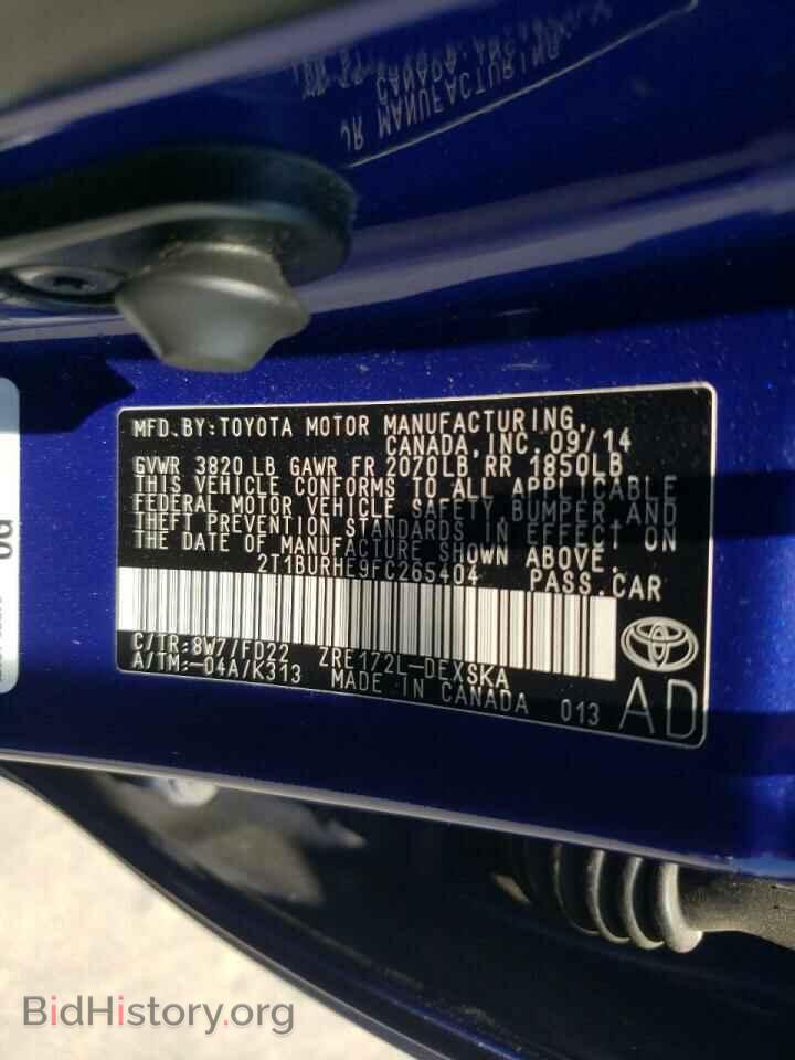 2015 TOYOTA COROLLA - VIN: 2T1BURHE9FC265404 - Фото 10