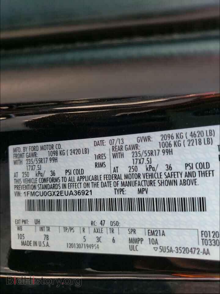 2014 FORD ESCAPE - VIN: 1FMCU0GX2EUA36921 - Фото 10