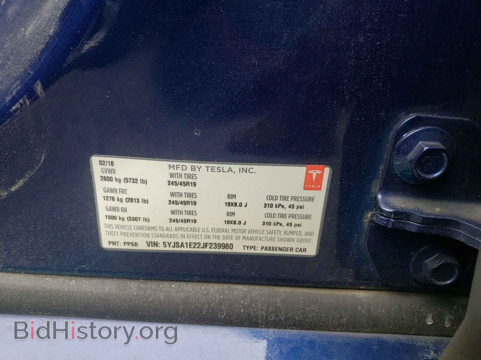 2018 TESLA MODEL S - VIN: 5YJSA1E22JF239980 - Photo 10