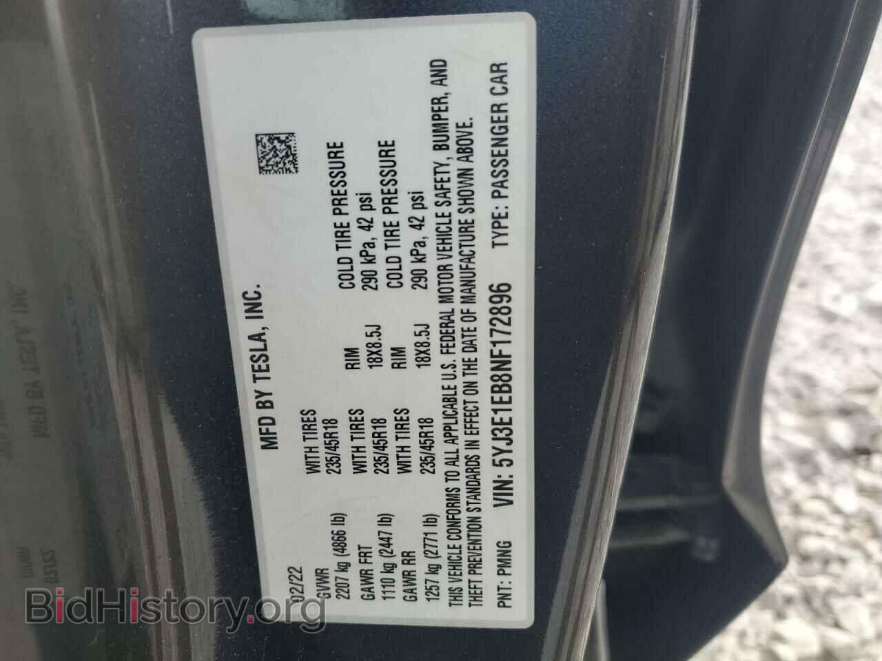 2022 TESLA MODEL 3 - VIN: 5YJ3E1EB8NF172896 - Фото 13