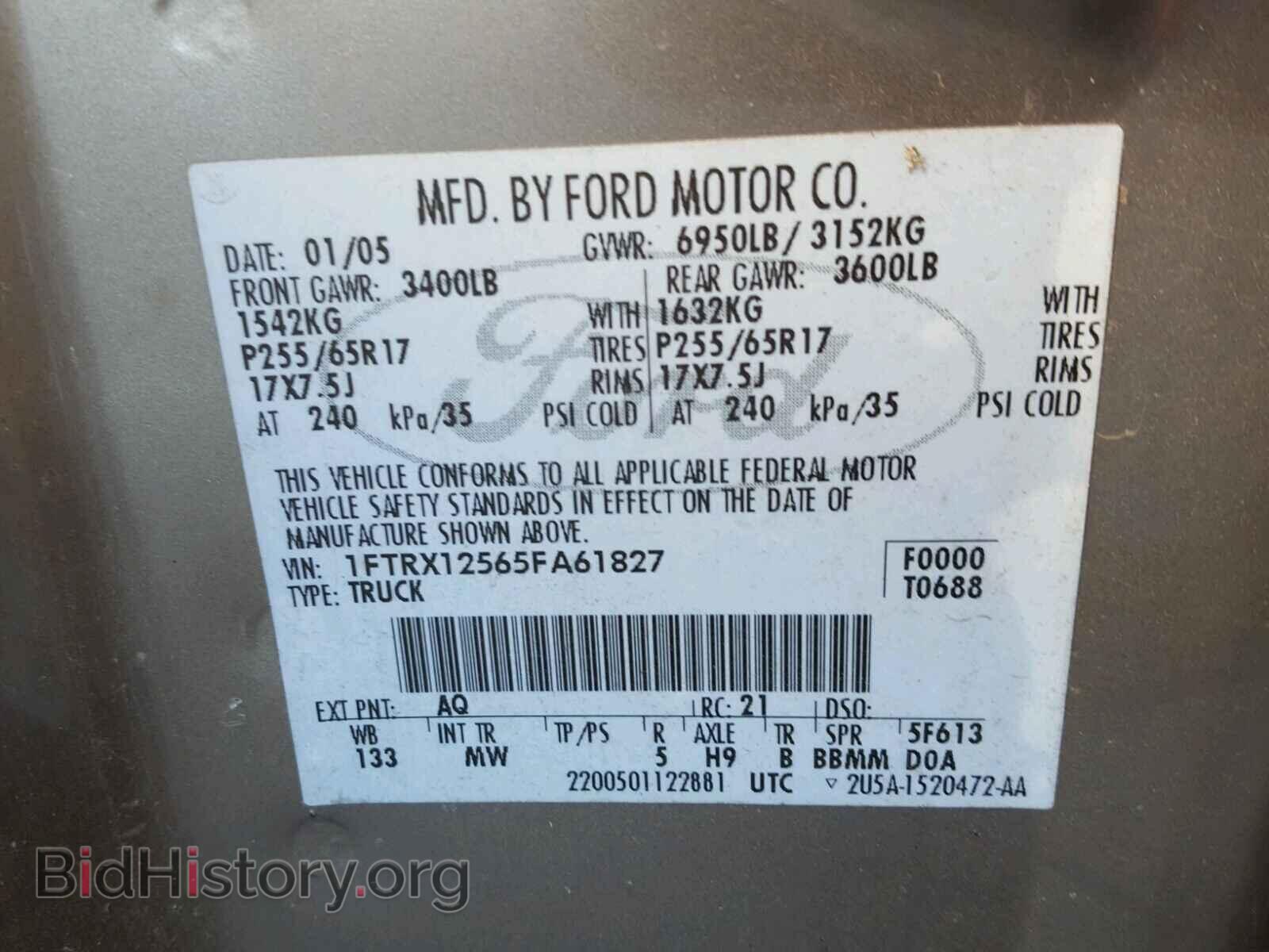 2005 FORD F150 - VIN: 1FTRX12565FA61827 - Фото 10
