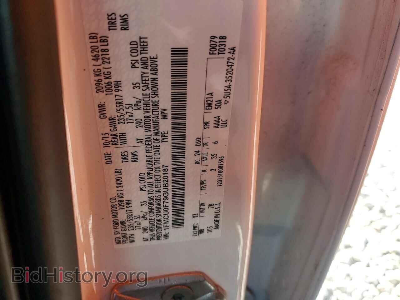 2016 FORD ESCAPE - VIN: 1FMCU0F79GUB20187 - Фото 13