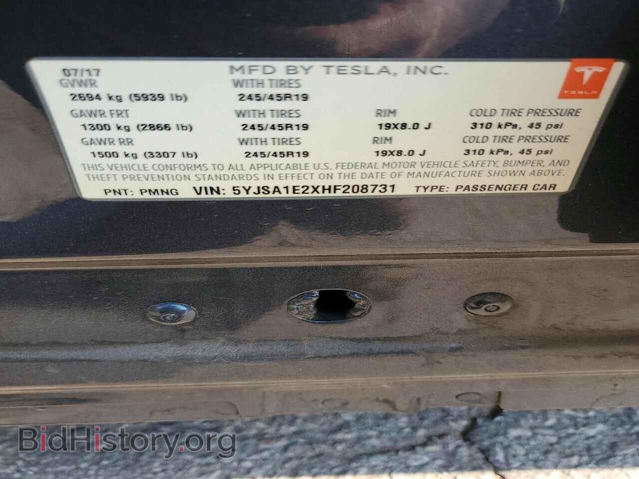 2017 TESLA MODEL S - VIN: 5YJSA1E2XHF208731 - Photo 13