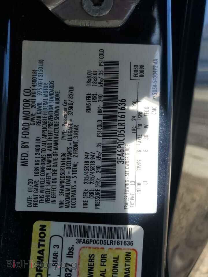2020 FORD FUSION - VIN: 3FA6P0CD5LR161636 - Фото 12