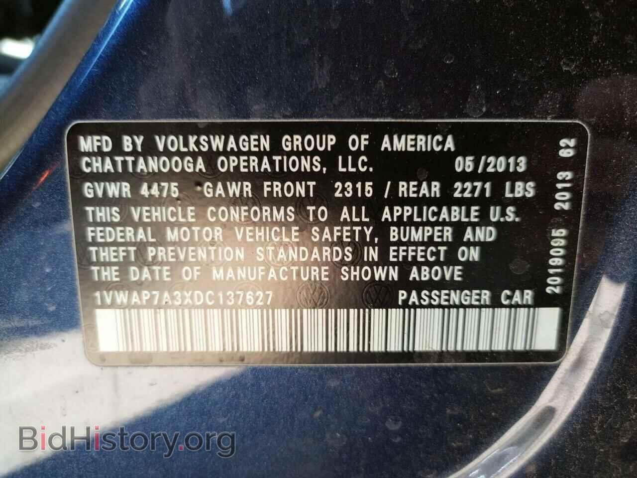2013 VOLKSWAGEN PASSAT - VIN: 1VWAP7A3XDC137627 - Фото 10