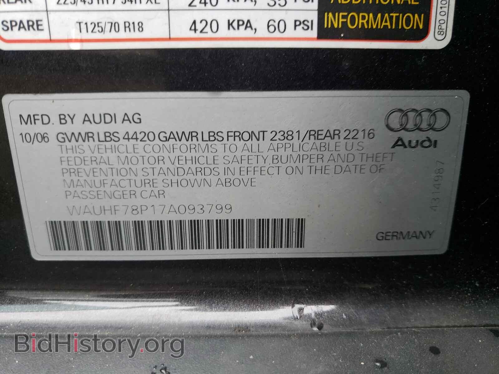 2007 AUDI A3 - VIN: WAUHF78P17A093799 - Фото 10