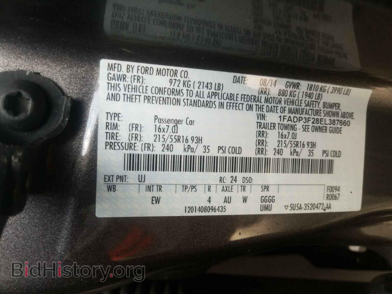 2014 FORD FOCUS - VIN: 1FADP3F28EL387660 - Фото 10