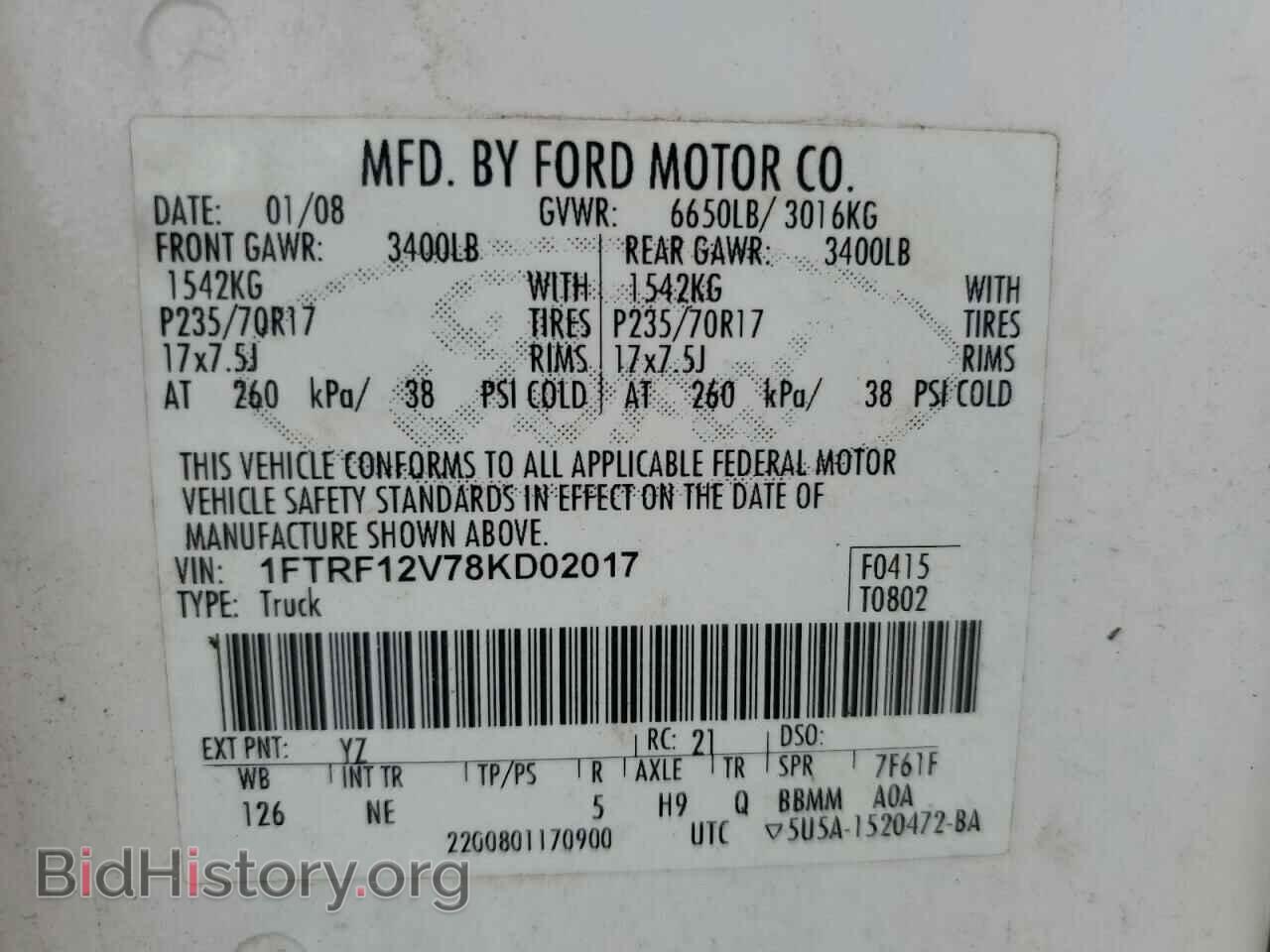 2008 FORD All Models - VIN: 1FTRF12V78KD02017 - Photo 12