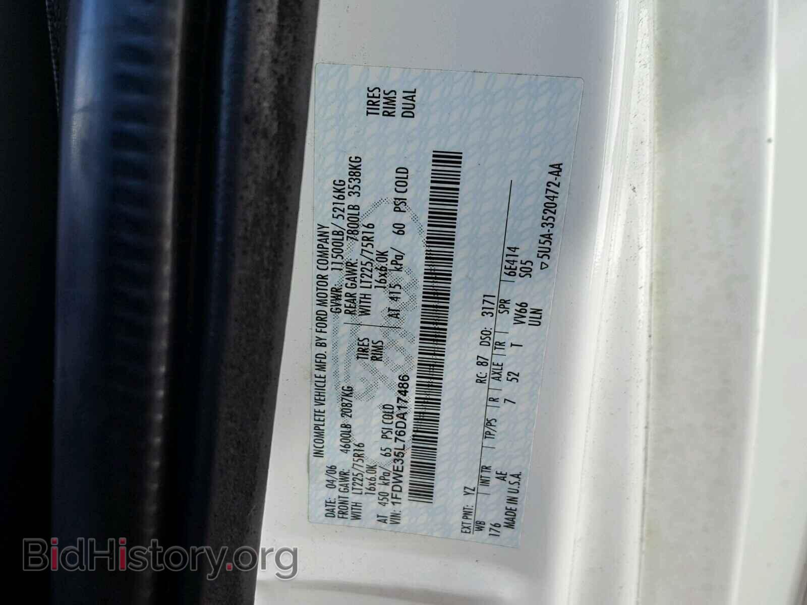2006 FORD ECONOLINE - VIN: 1FDWE35L76DA17486 - Фото 10