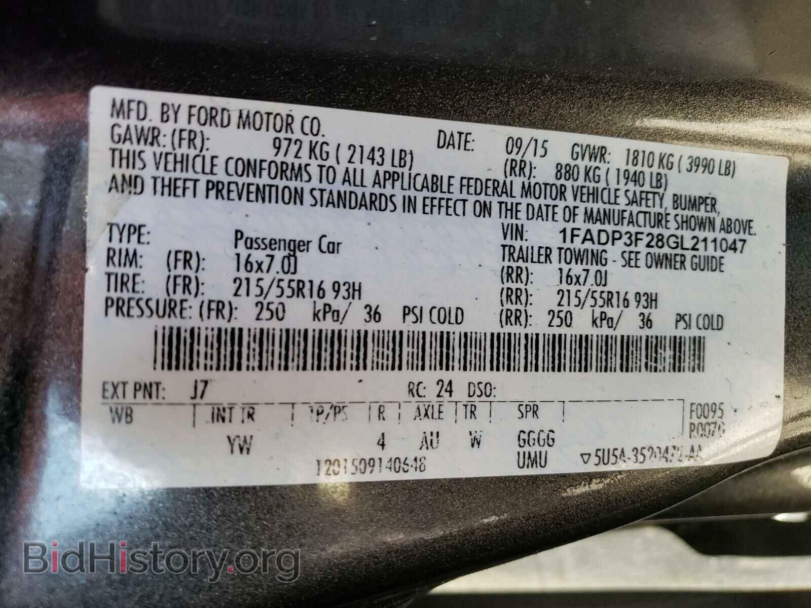 2016 FORD FOCUS - VIN: 1FADP3F28GL211047 - Фото 10