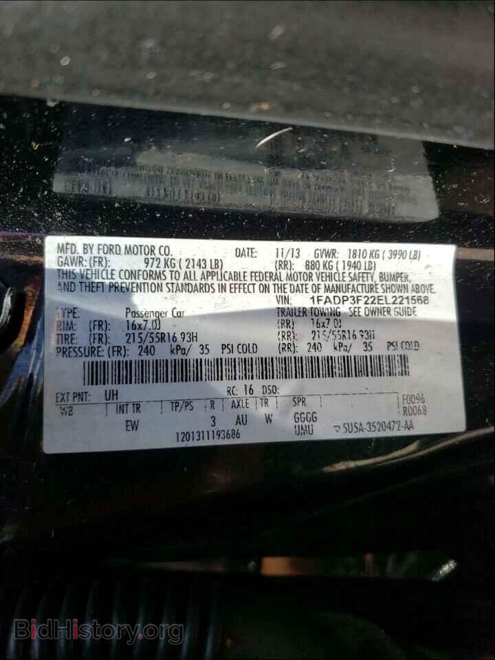 2014 FORD FOCUS - VIN: 1FADP3F22EL221568 - Фото 10