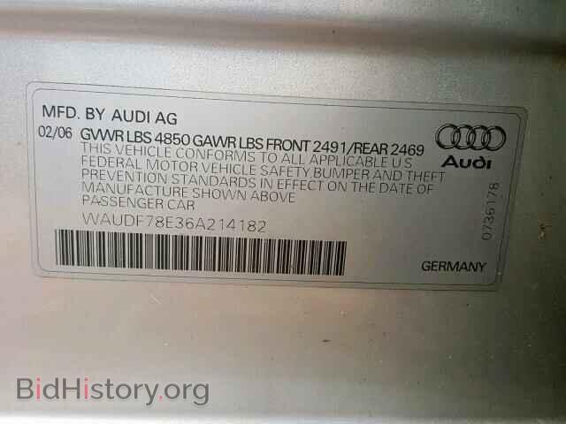 2006 AUDI A4 - VIN: WAUDF78E36A214182 - Фото 10