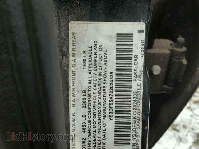 2002 SAAB 9 3 - VIN: YS3DF55K722024335 - Фото 10