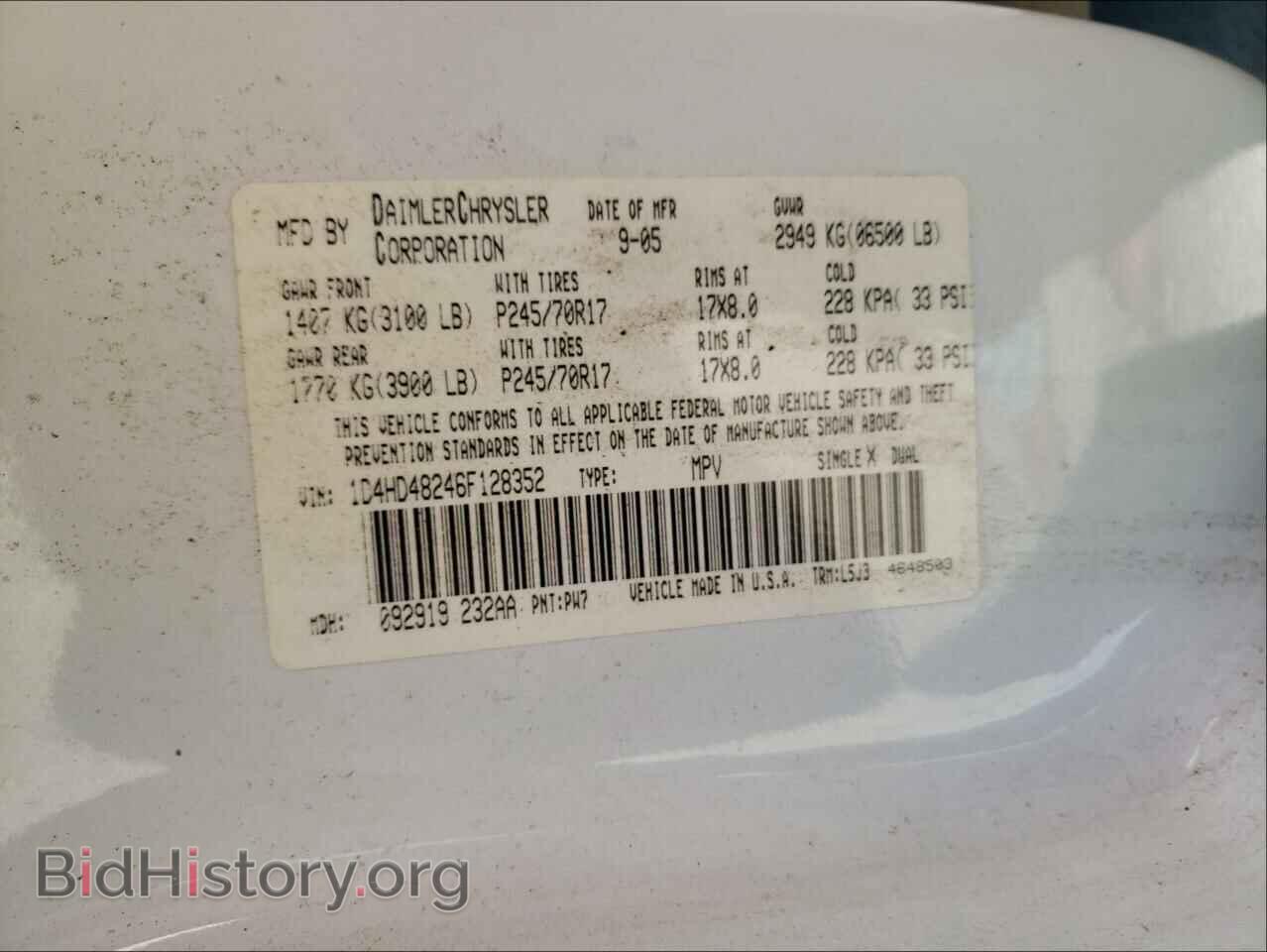 2006 DODGE DURANGO - VIN: 1D4HD48246F128352 - Фото 10