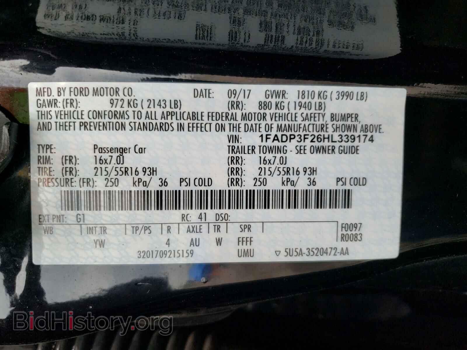 2017 FORD FOCUS - VIN: 1FADP3F26HL339174 - Фото 10