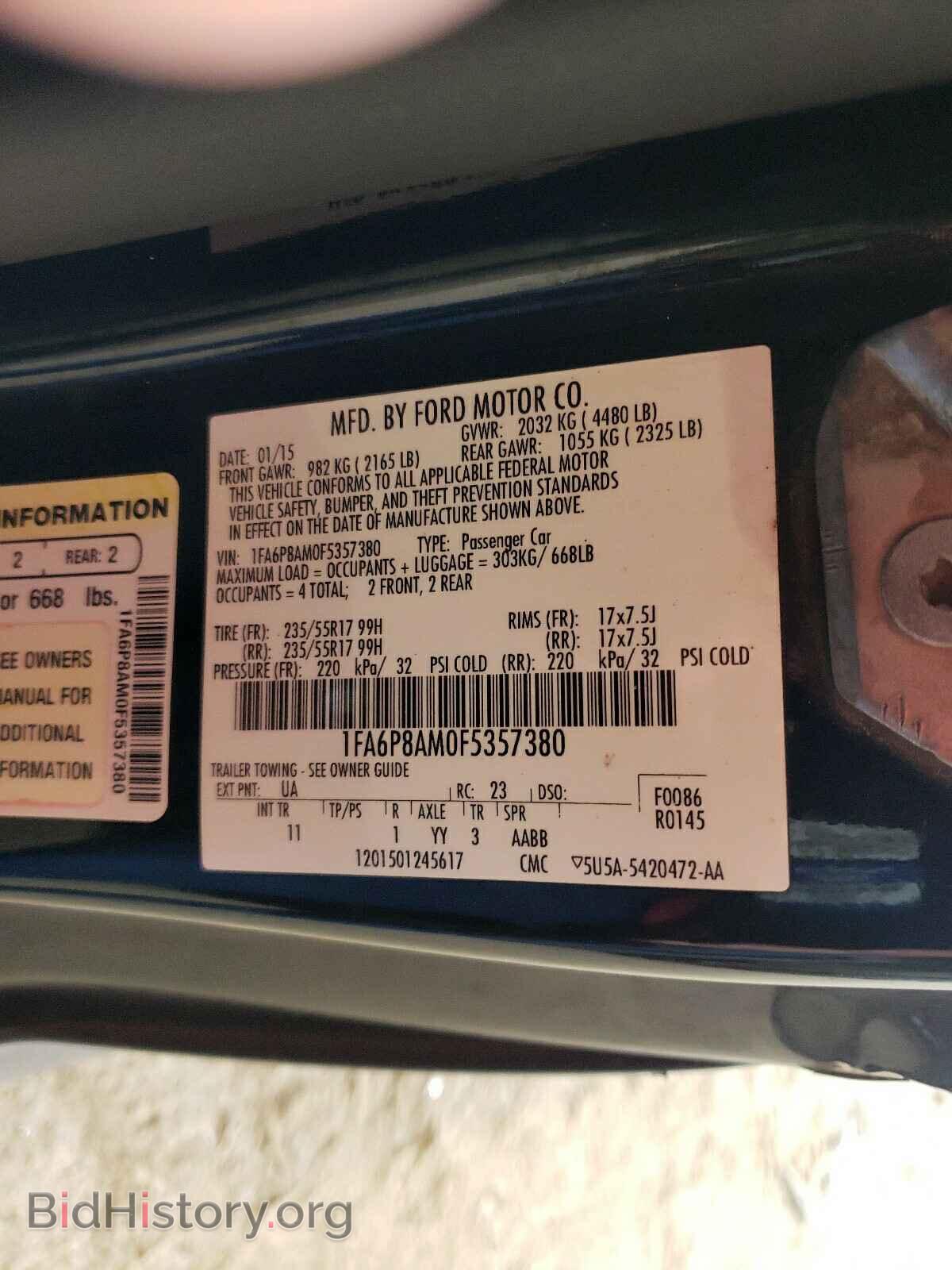 2015 FORD MUSTANG - VIN: 1FA6P8AM0F5357380 - Фото 10