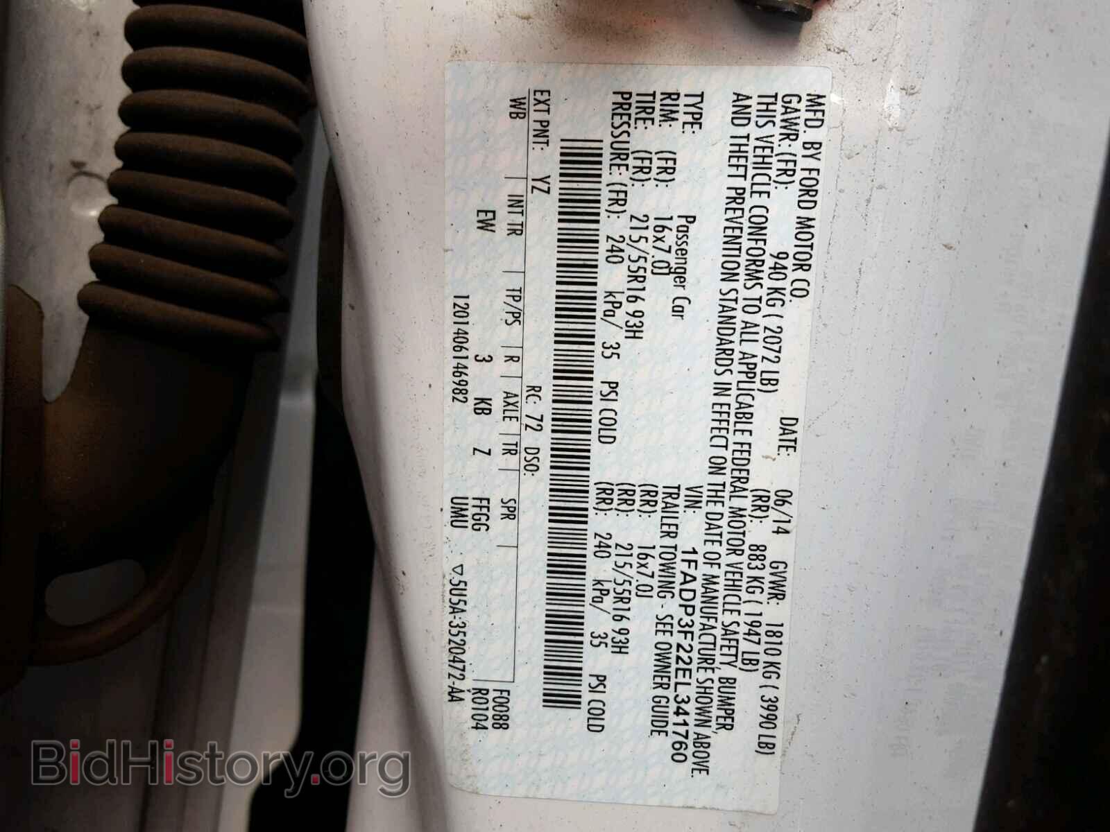 2014 FORD FOCUS - VIN: 1FADP3F22EL341760 - Фото 10