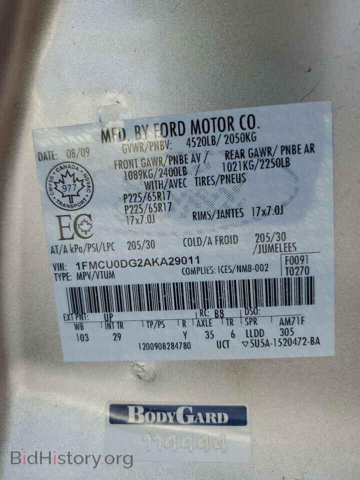 2010 FORD ESCAPE - VIN: 1FMCU0DG2AKA29011 - Фото 13