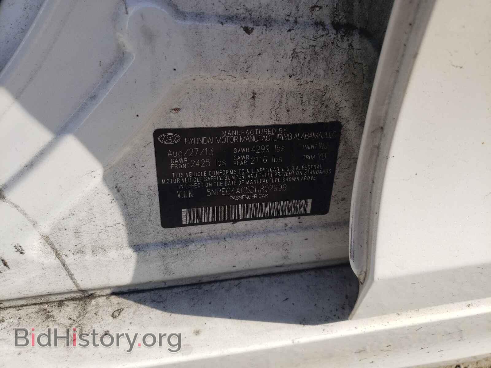 2013 HYUNDAI SONATA - VIN: 5NPEC4AC5DH802999 - Photo 10