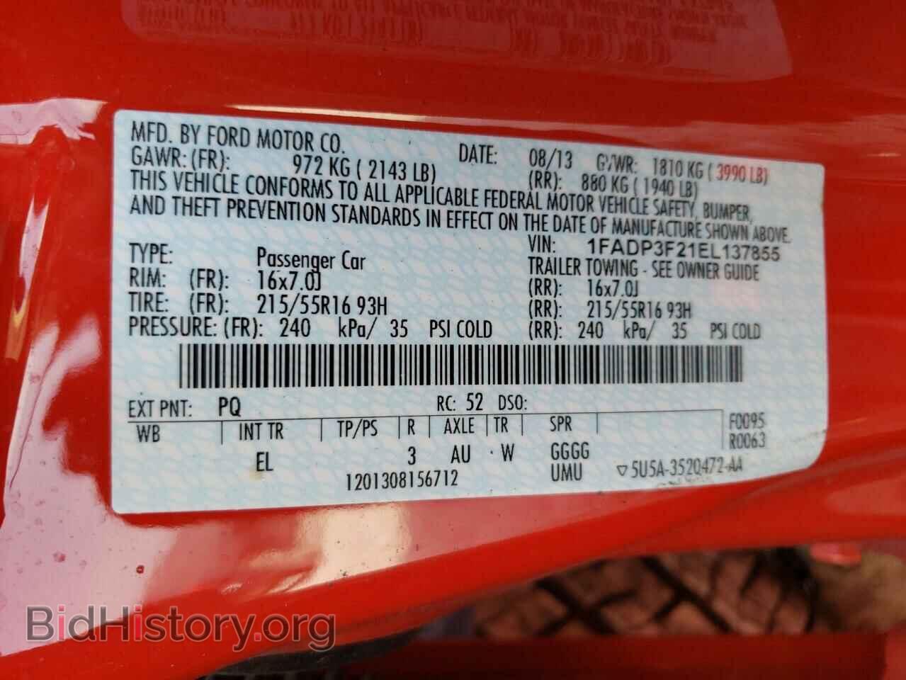 2014 FORD FOCUS - VIN: 1FADP3F21EL137855 - Фото 10