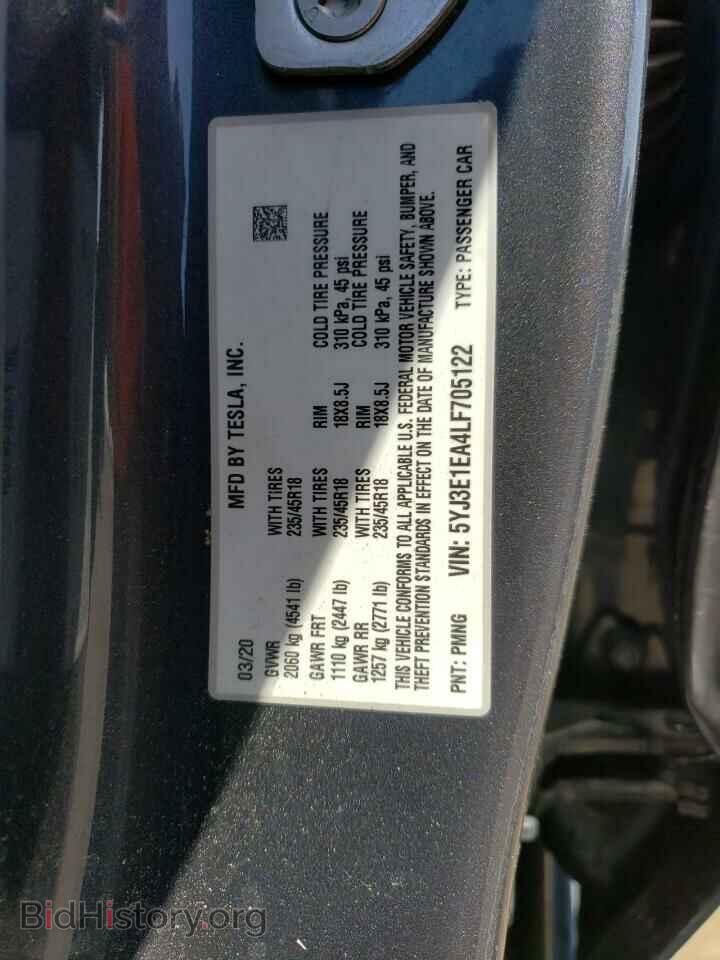 2020 TESLA MODEL 3 - VIN: 5YJ3E1EA4LF705122 - Фото 12