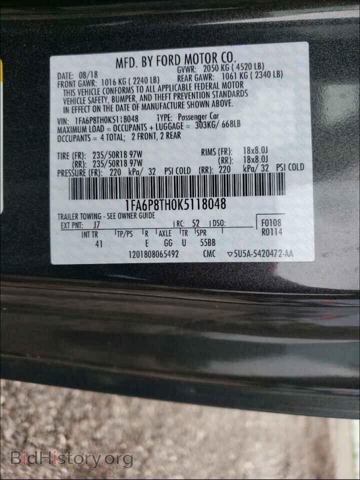 2019 FORD MUSTANG - VIN: 1FA6P8TH0K5118048 - Фото 10