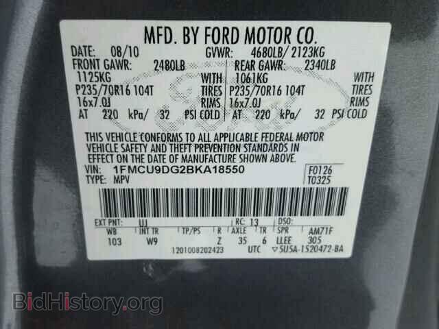 2011 FORD ESCAPE - VIN: 1FMCU9DG2BKA18550 - Photo 10