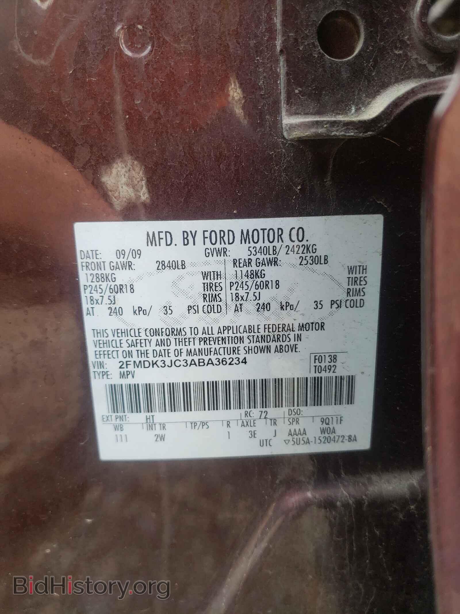 2010 FORD EDGE - VIN: 2FMDK3JC3ABA36234 - Photo 10