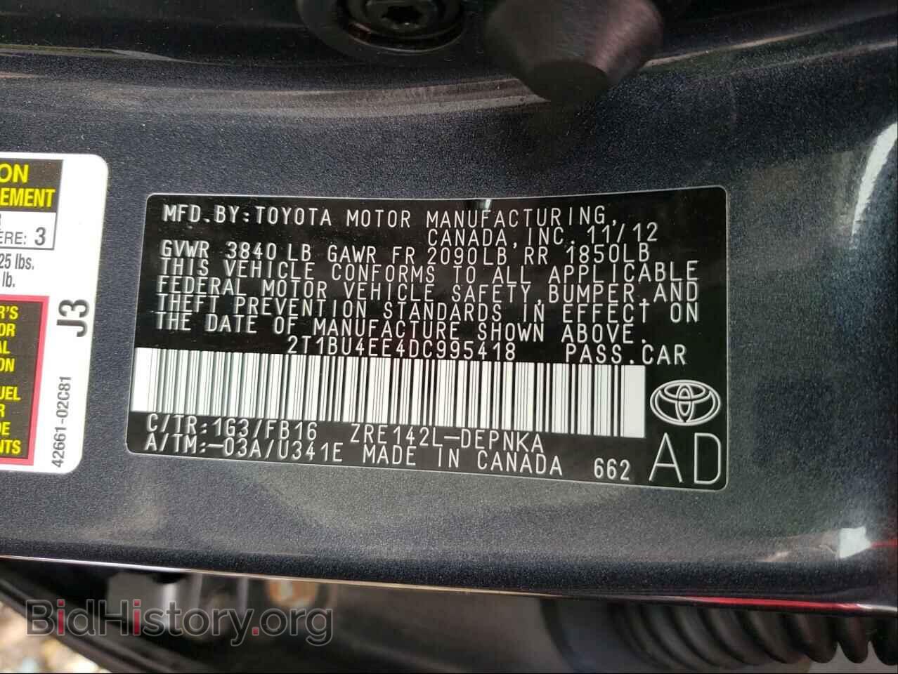 2013 TOYOTA COROLLA - VIN: 2T1BU4EE4DC995418 - Фото 10