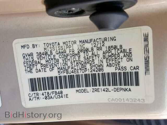 2013 TOYOTA COROLLA BA - VIN: 5YFBU4EE7DP124206 - Фото 10