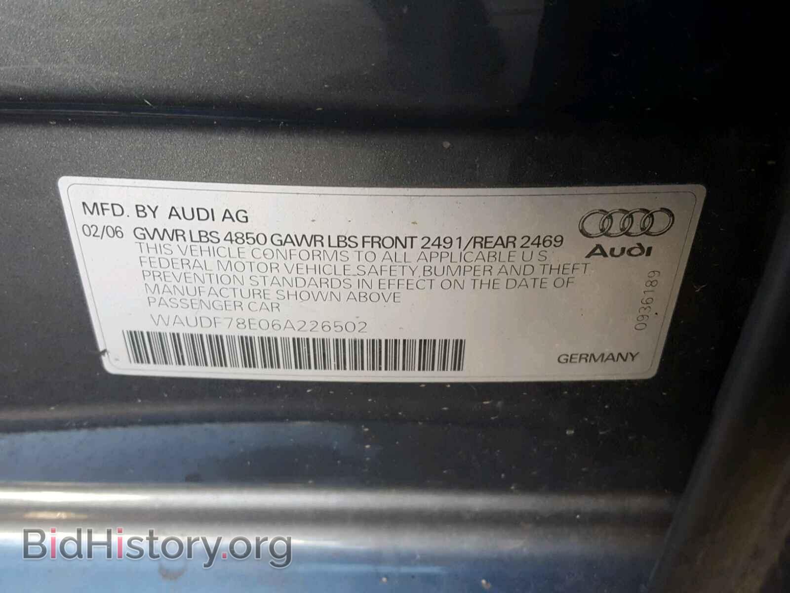 2006 AUDI A4 - VIN: WAUDF78E06A226502 - Photo 10