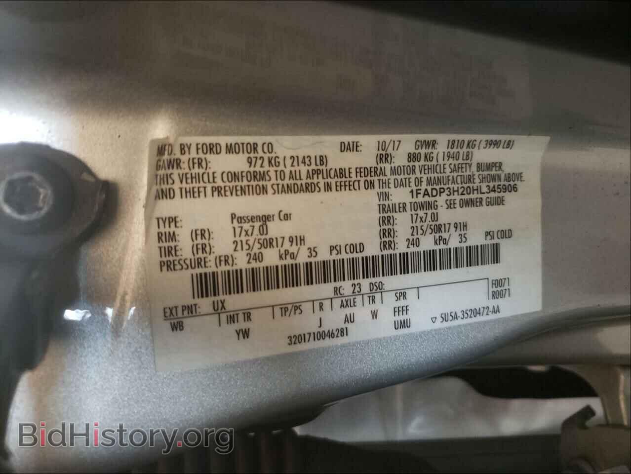 2017 FORD FOCUS - VIN: 1FADP3H20HL345906 - Фото 10