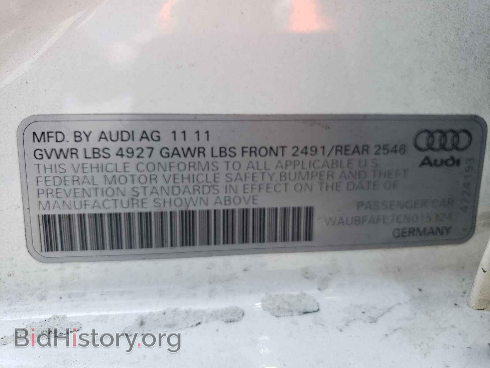 2012 AUDI A4 - VIN: WAUBFAFL7CN015324 - Фото 10
