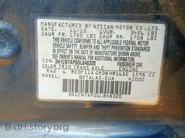 2016 NISSAN VERSA - VIN: 3N1CN7AP0GL848320 - Фото 10