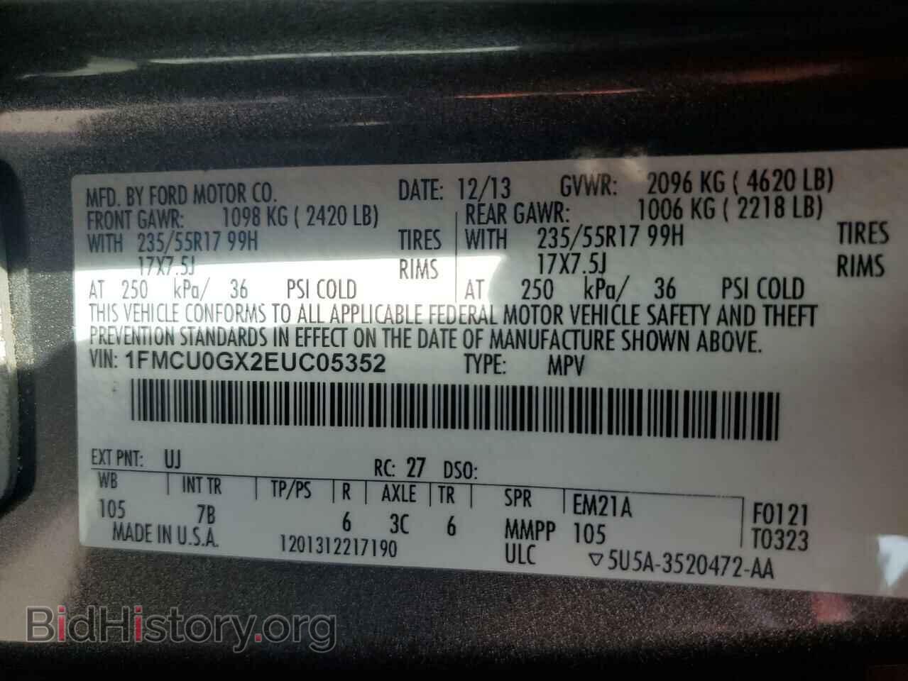 2014 FORD ESCAPE - VIN: 1FMCU0GX2EUC05352 - Photo 13