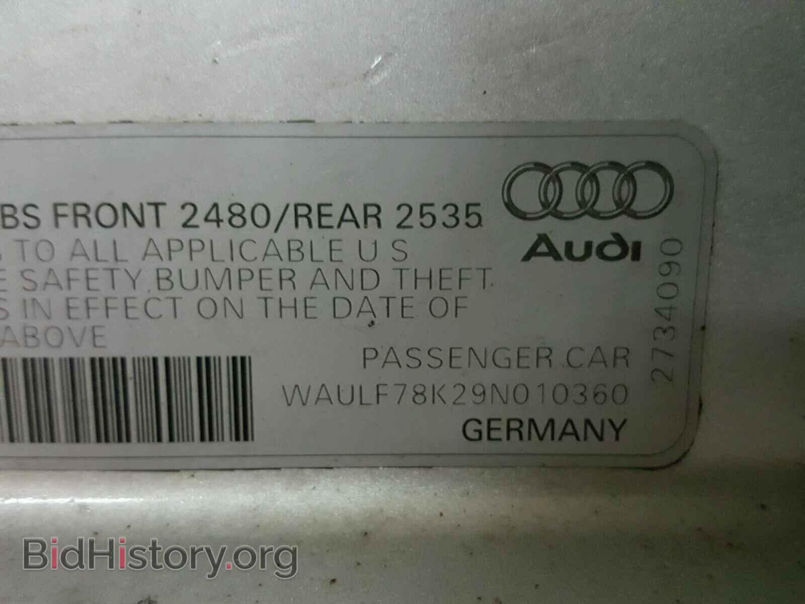 2009 AUDI A4 - VIN: WAULF78K29N010360 - Фото 10