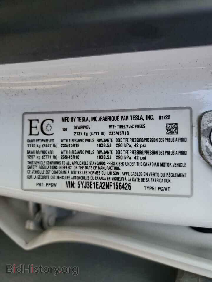 2022 TESLA MODEL 3 - VIN: 5YJ3E1EA2NF156426 - Photo 12