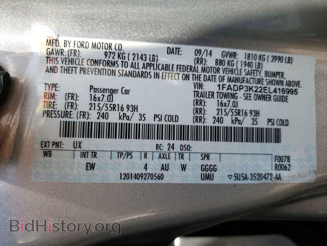 2014 FORD FOCUS - VIN: 1FADP3K22EL416995 - Photo 13