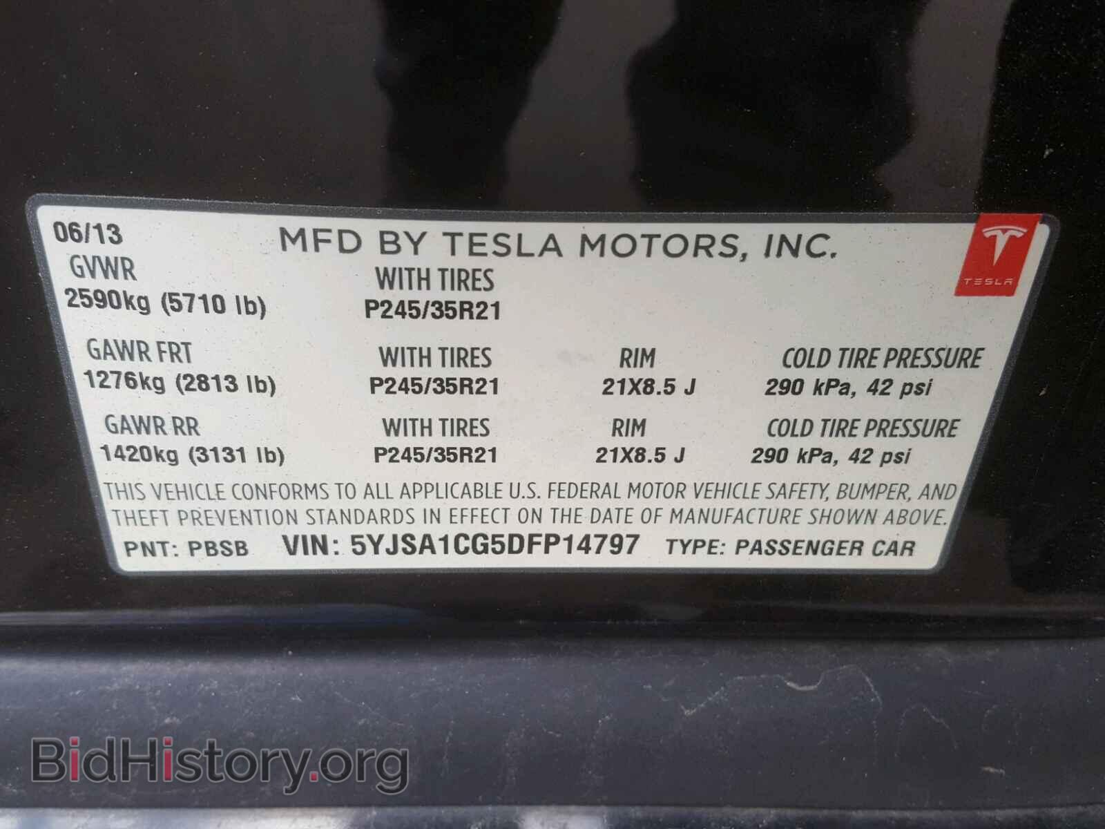 2013 TESLA MODEL S - VIN: 5YJSA1CG5DFP14797 - Photo 10