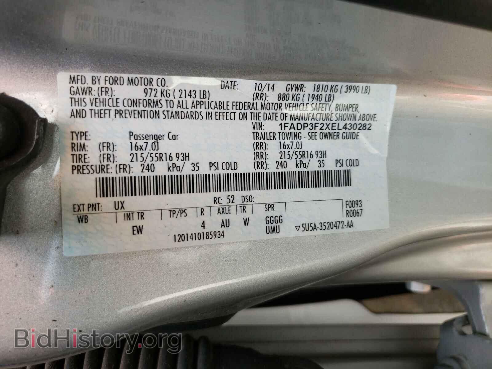 2014 FORD FOCUS - VIN: 1FADP3F2XEL430282 - Фото 10