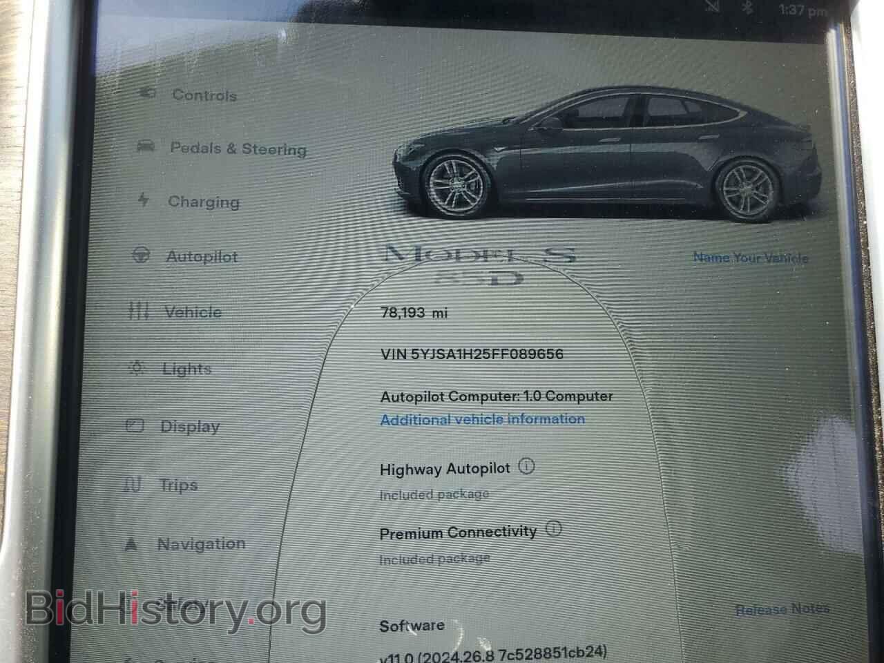 2015 TESLA MODEL S - VIN: 5YJSA1H25FF089656 - Фото 9