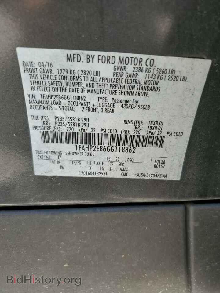 2016 FORD TAURUS - VIN: 1FAHP2E86GG118862 - Фото 10