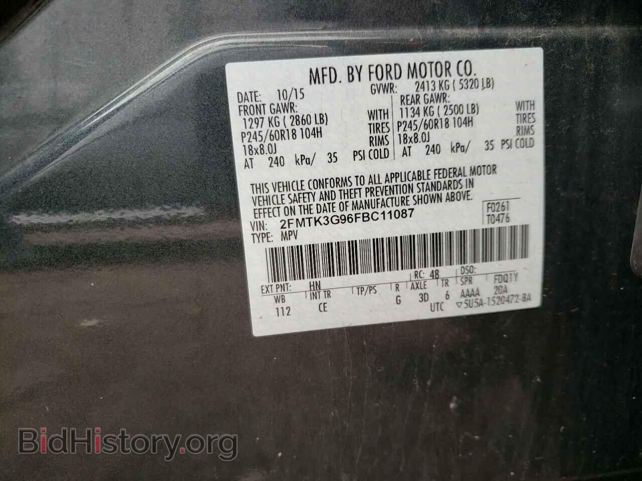 2015 FORD EDGE - VIN: 2FMTK3G96FBC11087 - Photo 10