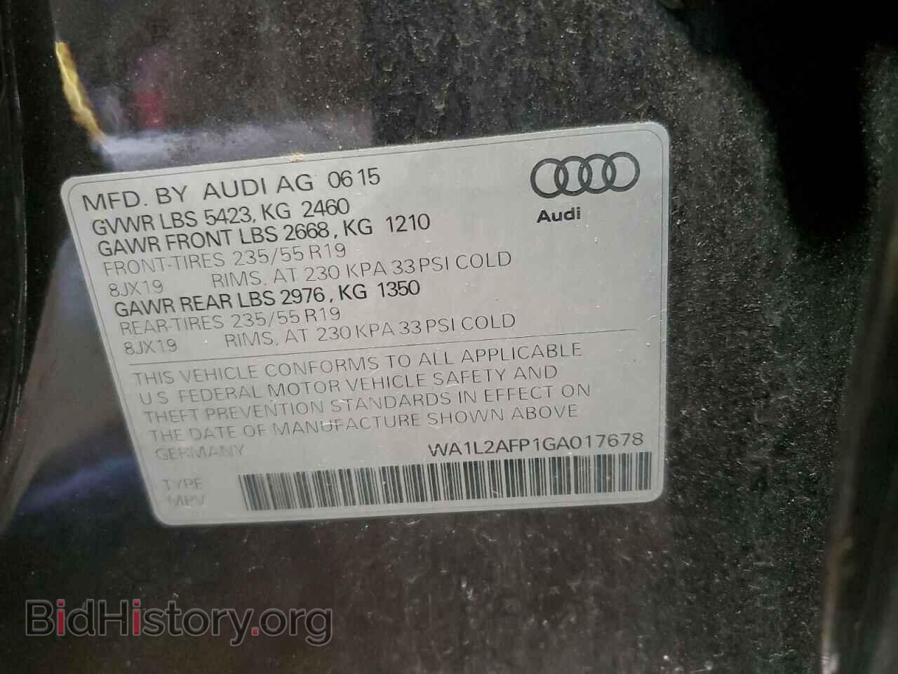2016 AUDI Q5 - VIN: WA1L2AFP1GA017678 - Фото 13