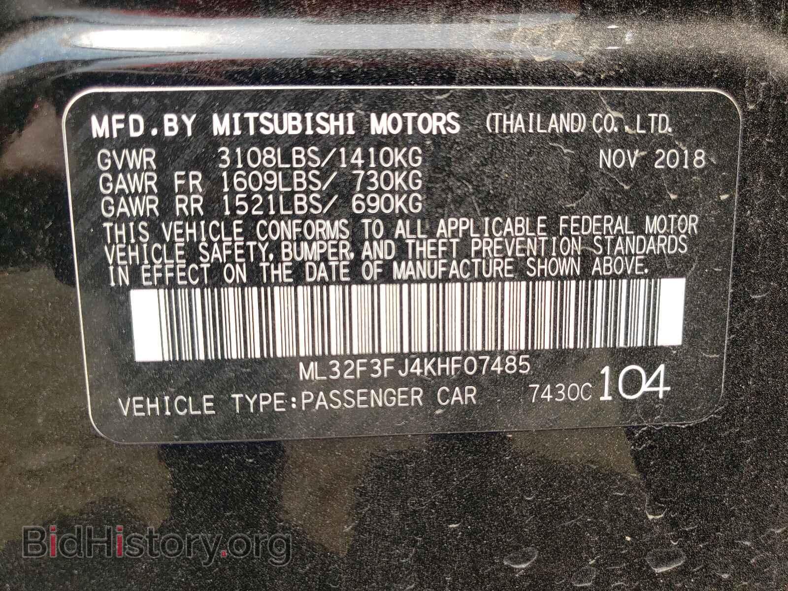 2019 MITSUBISHI MIRAGE - VIN: ML32F3FJ4KHF07485 - Фото 10