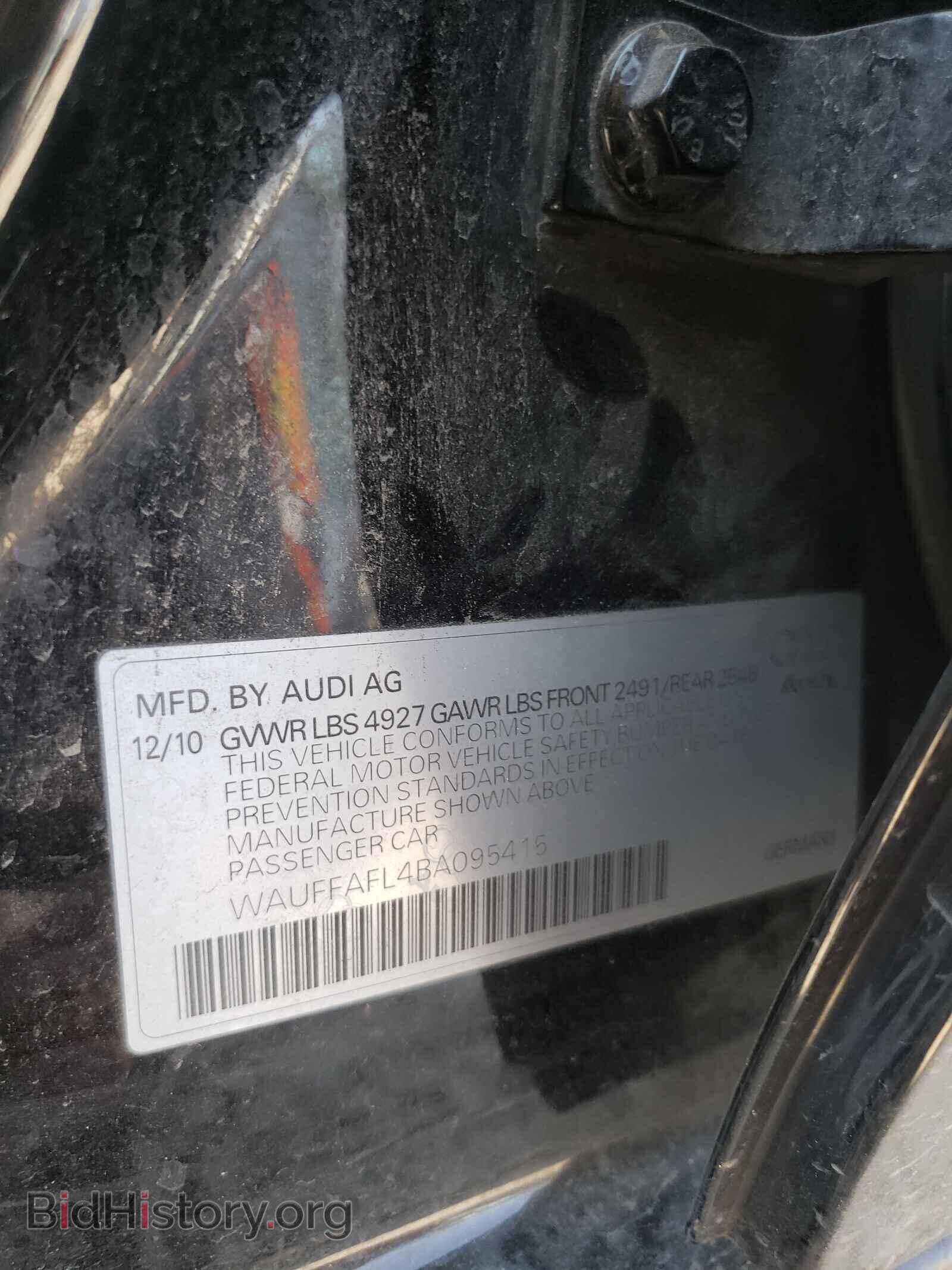 2011 AUDI A4 - VIN: WAUFFAFL4BA095415 - Фото 10