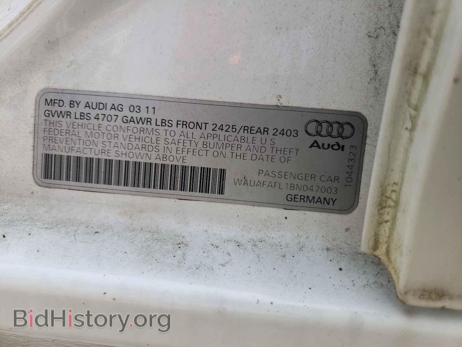 2011 AUDI A4 - VIN: WAUAFAFL1BN047003 - Фото 10