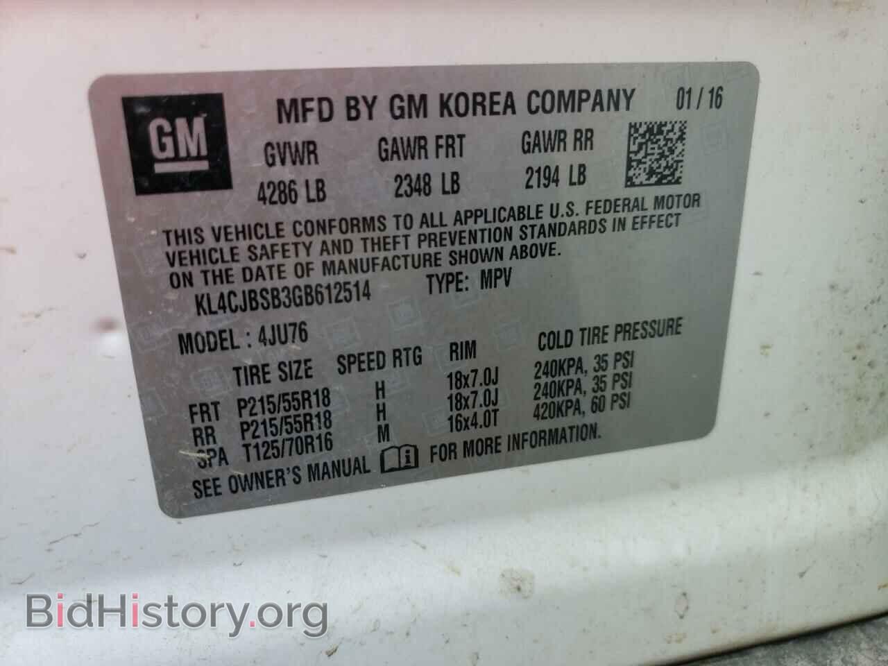 2016 BUICK ENCORE - VIN: KL4CJBSB3GB612514 - Фото 10