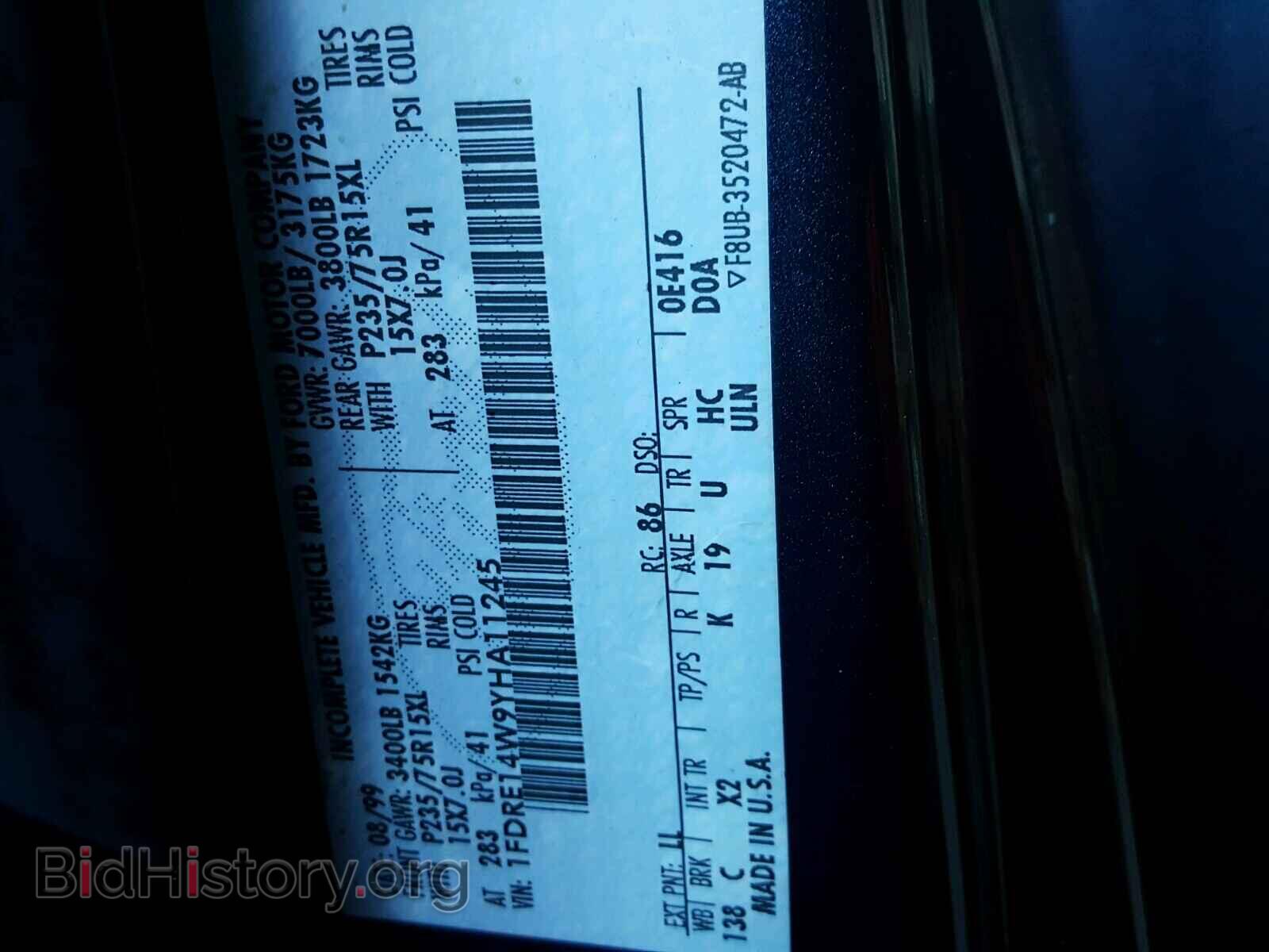 2000 FORD ECONOLINE - VIN: 1FDRE14W9YHA11245 - Photo 10